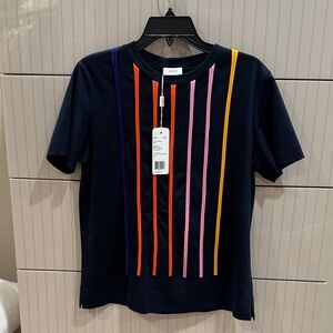 AKRIS PUNTO  Colorful Striped Navy T-Shirt size 10 ( feats good for size 6-10)